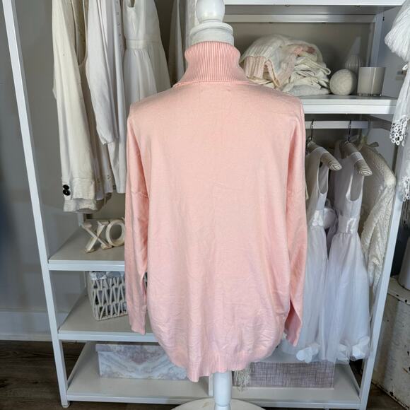 Zenana sz. Large pink lightweight turtleneck sweater, feminine, classic #3633 - Picture 3 of 7